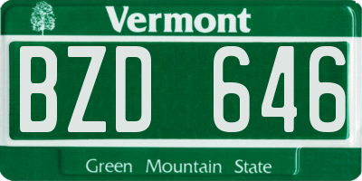 VT license plate BZD646