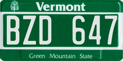 VT license plate BZD647