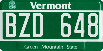 VT license plate BZD648