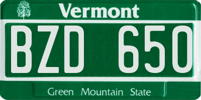 VT license plate BZD650