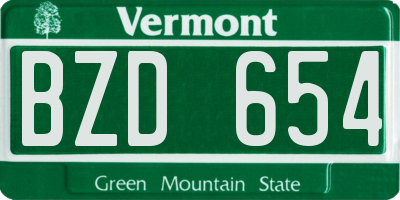 VT license plate BZD654