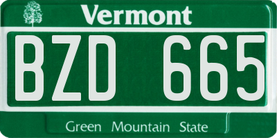 VT license plate BZD665