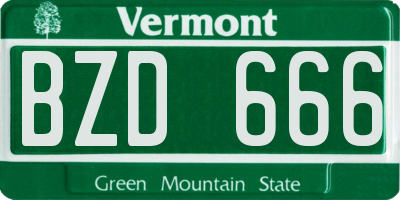 VT license plate BZD666