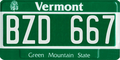 VT license plate BZD667