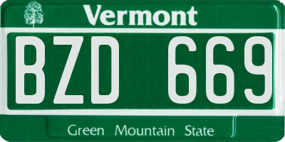 VT license plate BZD669