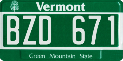 VT license plate BZD671