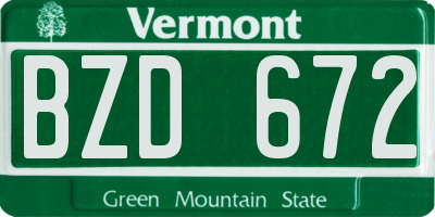VT license plate BZD672