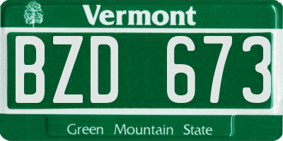 VT license plate BZD673