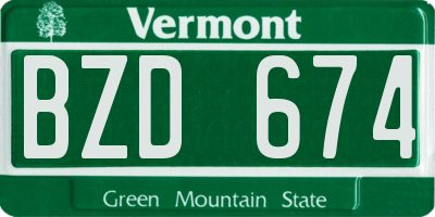 VT license plate BZD674