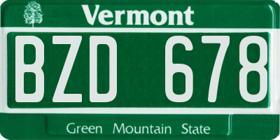VT license plate BZD678