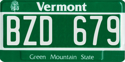 VT license plate BZD679