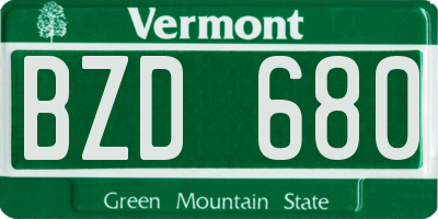 VT license plate BZD680