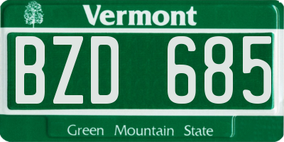 VT license plate BZD685