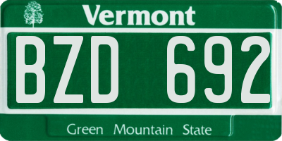 VT license plate BZD692