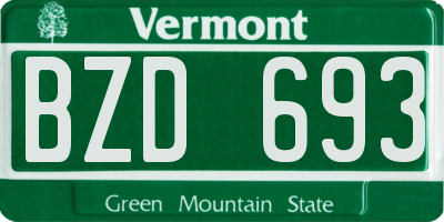 VT license plate BZD693