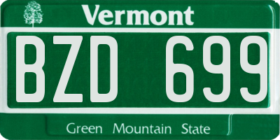 VT license plate BZD699