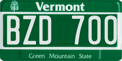 VT license plate BZD700