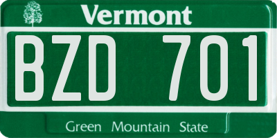 VT license plate BZD701