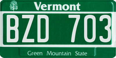 VT license plate BZD703