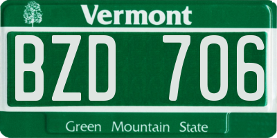 VT license plate BZD706