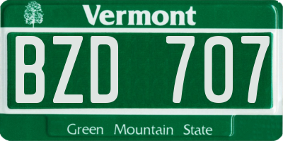 VT license plate BZD707