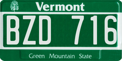 VT license plate BZD716