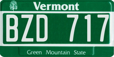 VT license plate BZD717