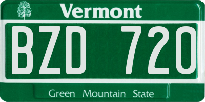 VT license plate BZD720