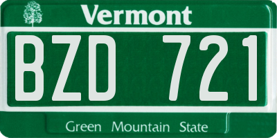 VT license plate BZD721