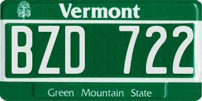 VT license plate BZD722