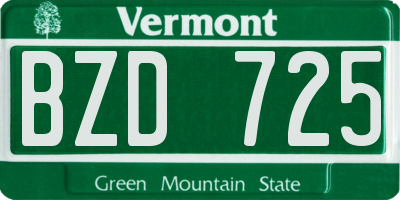 VT license plate BZD725