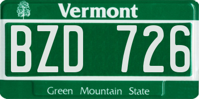 VT license plate BZD726
