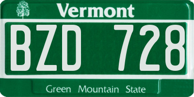 VT license plate BZD728