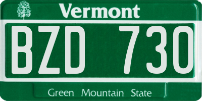 VT license plate BZD730