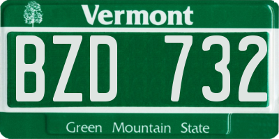 VT license plate BZD732