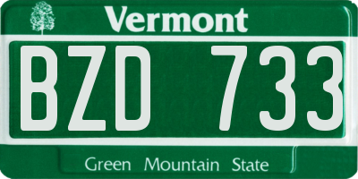 VT license plate BZD733