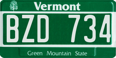 VT license plate BZD734