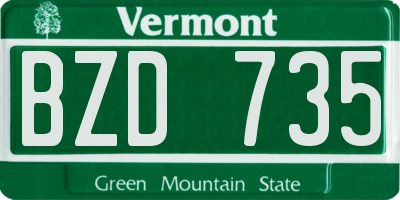 VT license plate BZD735