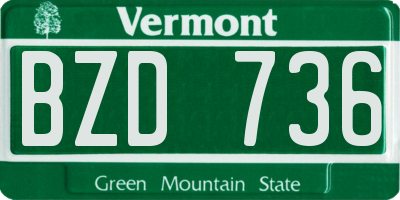 VT license plate BZD736