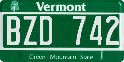 VT license plate BZD742