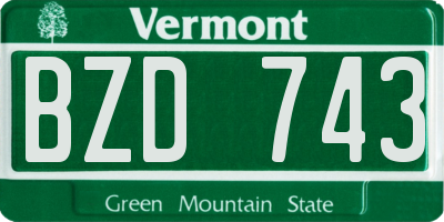 VT license plate BZD743