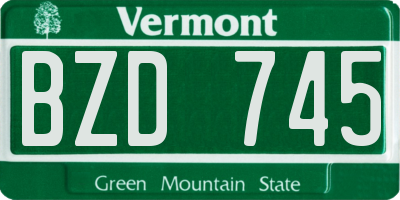 VT license plate BZD745