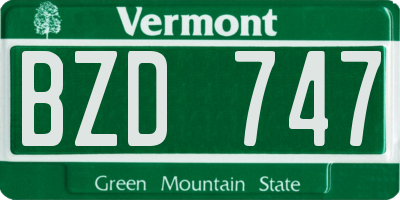 VT license plate BZD747