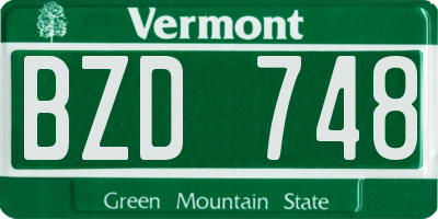 VT license plate BZD748