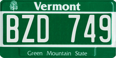 VT license plate BZD749