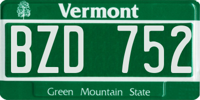 VT license plate BZD752
