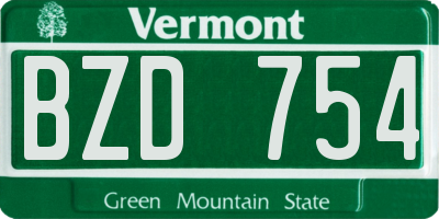 VT license plate BZD754