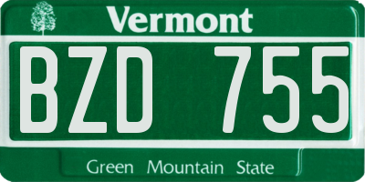 VT license plate BZD755