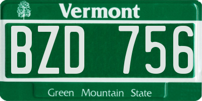 VT license plate BZD756