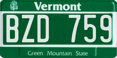VT license plate BZD759